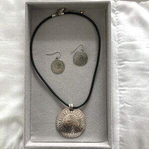 Silver Pendant Necklace and Earring Set